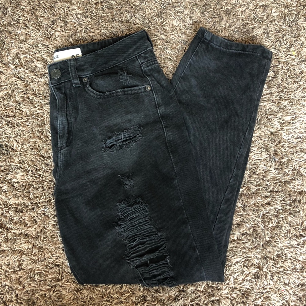 Garage Black Ripped Mom Fit Jeans